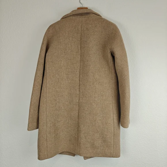 J.Crew Cocoon Coat Italian Stadium-Cloth Wool SANDSTONE - BEIGE Sz 2 (Stains) - Picture 15 of 16